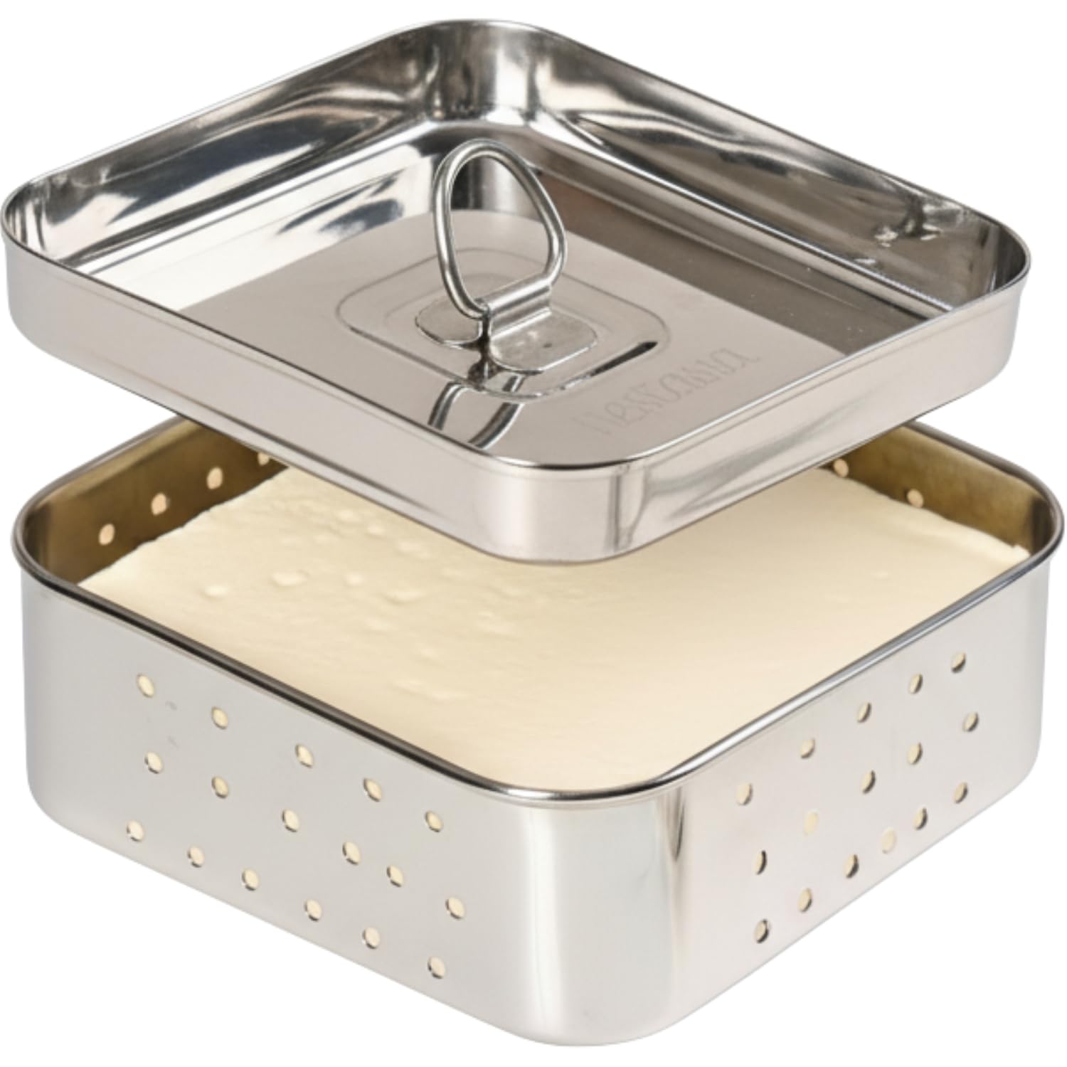 Nestasia Large Stainless Steel Paneer Maker (550 ml) - Square Paneer Maker Mould Press with Lid | Rust Resistant Medium Paneer Strainer - Perfect for Fresh Paneer, Tofu & Sprouts
