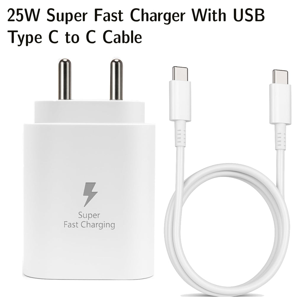 25W Type-C Charger & Cable Compatible with Samsung Galaxy S25, S24, S23, S22, S21(Ultra/Fe), M35, M36, M16, M06, M05, M56, A55 5G, A35 5G, A15, F15, F14(Z/S/A/M/F Series by APFEN®