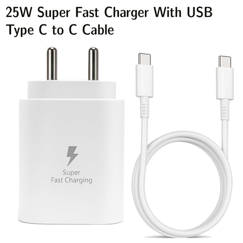 25W Type-C Charger & Cable Compatible with Samsung Galaxy S25, S24, S23, S22, S21(Ultra/Fe), M35, M36, M16, M06, M05, M56, A55 5G, A35 5G, A15, F15, F14(Z/S/A/M/F Series by APFEN®