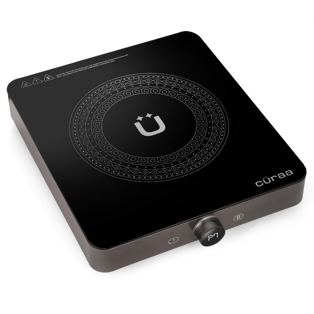 Cüraa IndiePro 2100 Watts Induction Cooktop for Indian Kitchens | 6 kV Surge Protection Design for Safety | Rotary Knob control with Timer | Incremental Heat Adjustment | 2 Year Warranty