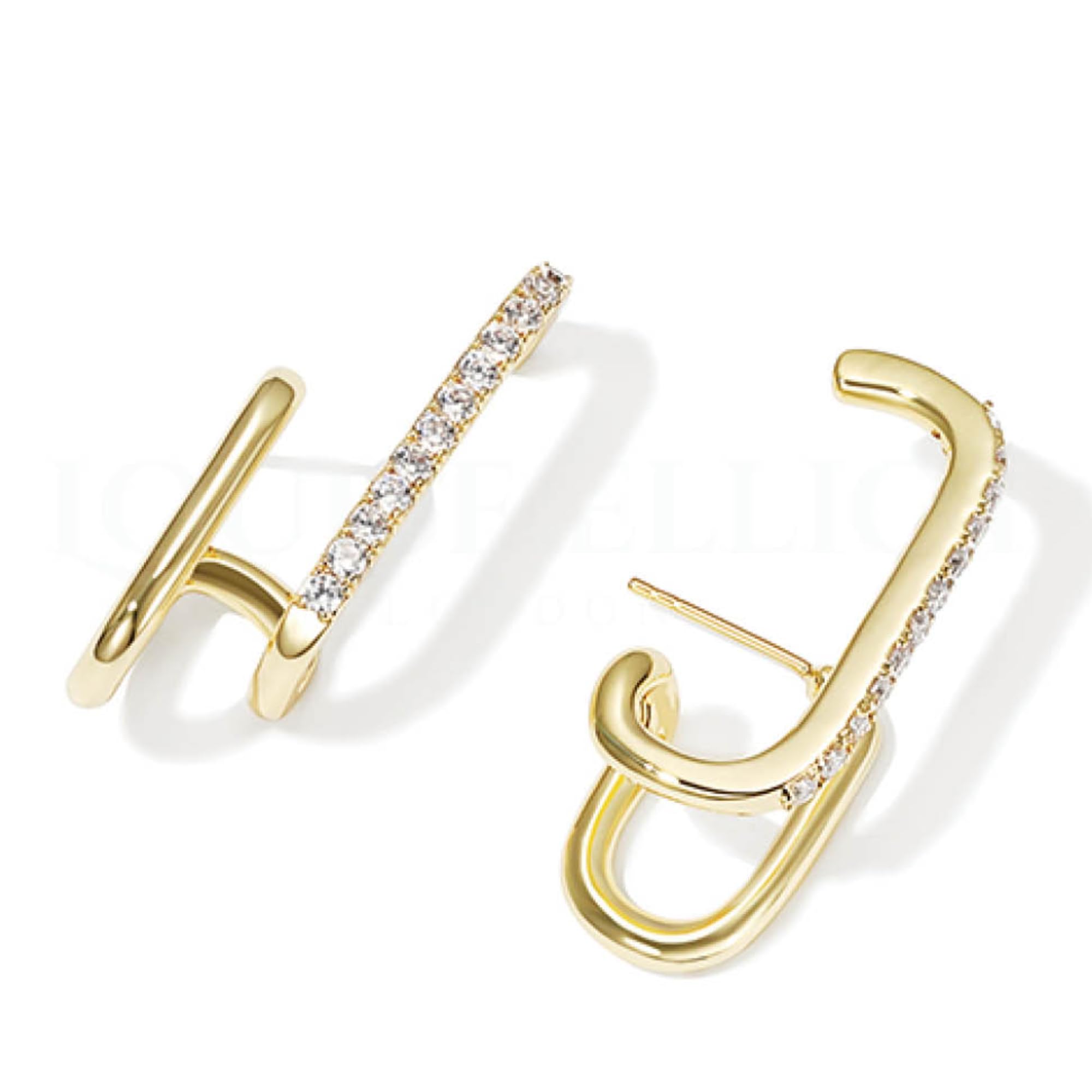 BLACKBOX Gold Double Layer Line C Shaped Studs korean Earrings for Women & Girls | Stylish & Fashionable Earing | Accessories Jewellery for Women | Best Gift for Birthday, Anniversary & Wedding