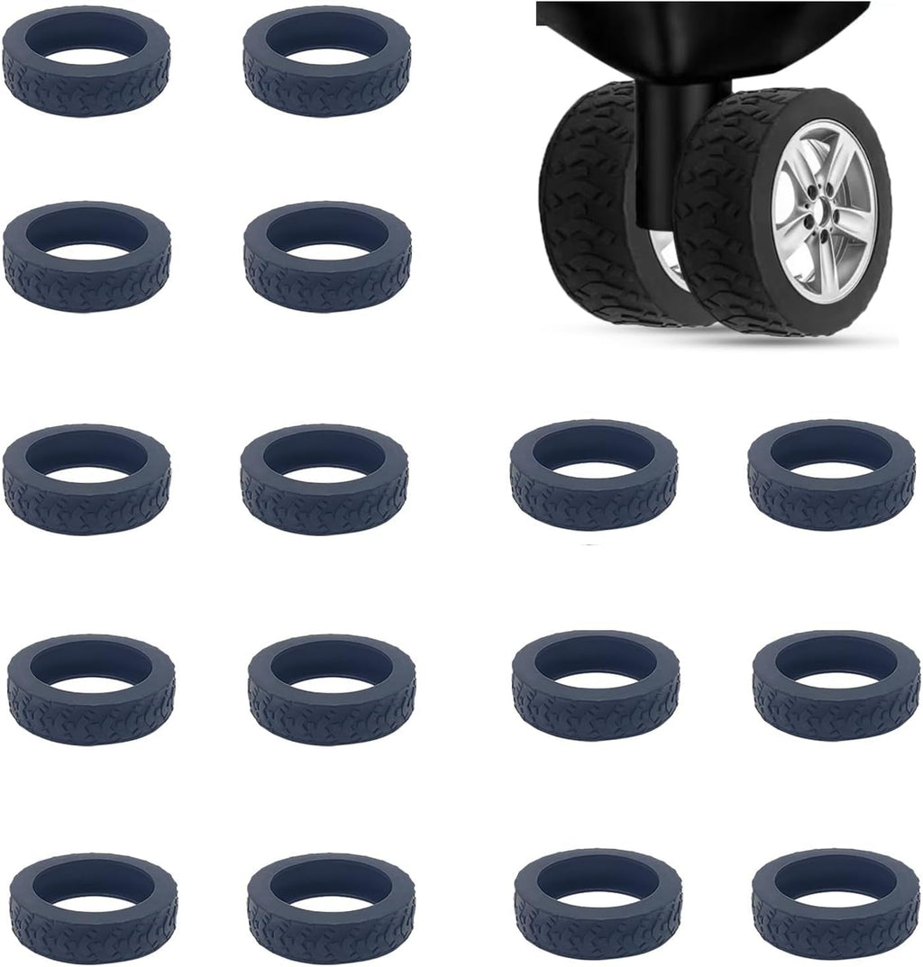 XIANCO Luggage Wheel Silicone Protector Cover, 16 Pieces, Black, Shock Absorption, for Trolley Bag Suitcase Spinner Wheel