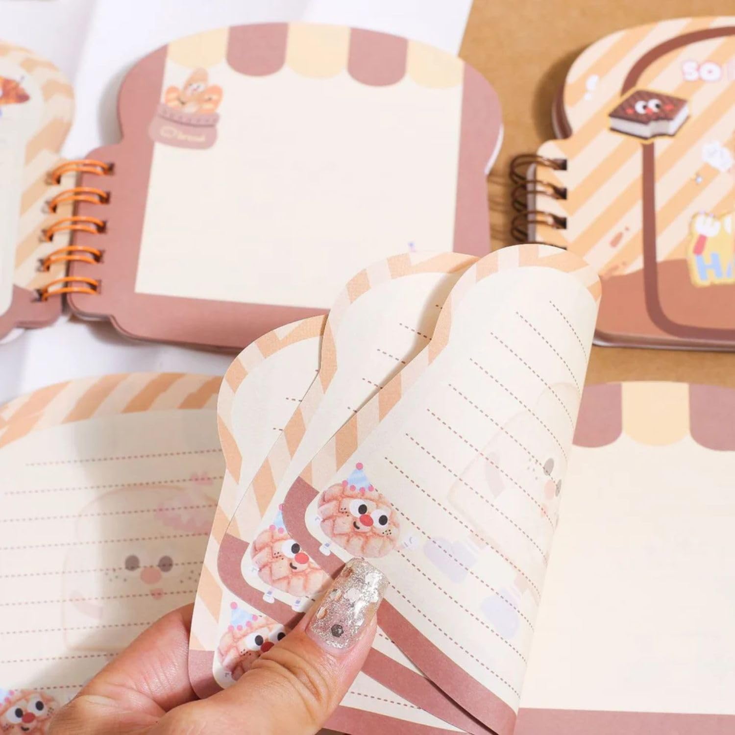 FunBlast Mini Diary for Kids –Bread Theme Spiral Notebook Diary with Bookmarks, Cute Kawaii Stationery, A7 Size Journal Diary, Ruled Notebooks for Boys & Girls – 60+ Sheets (RandomPrint)