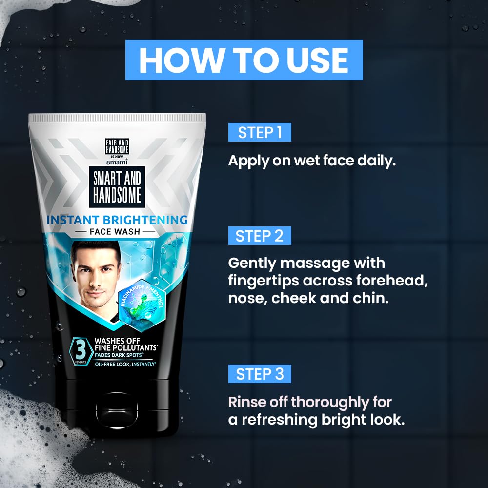 Smart And Handsome Face Wash, Instant Brightening, Instant Freshness, 150g