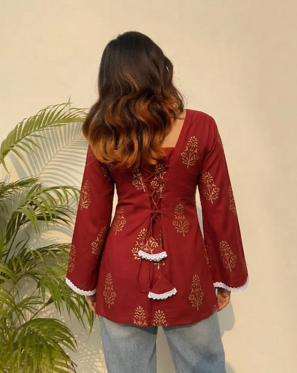 ANNI Designer Women's Visocse Printed Short Kurti (Jamila Red_S_Red_Small)