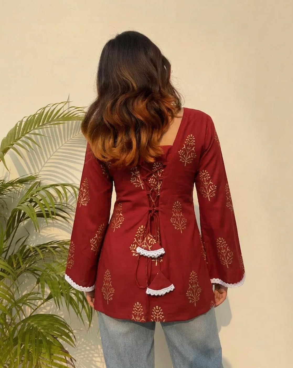 ANNI Designer Women's Visocse Printed Short Kurti (Jamila Red_S_Red_Small)
