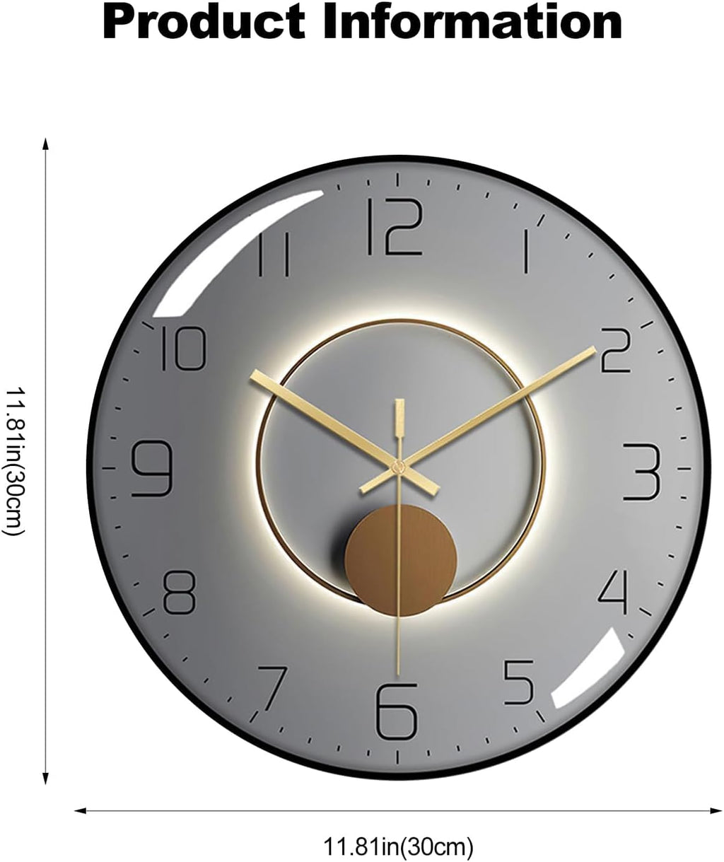 TEKCOOL Wall Clock 12" Silent Quartz Decorative Wall Clock Non-Ticking Classic Digital Clock Battery Operated Round Easy to Read Handheld Complete Home/Kitchen/Bedroom(407)'