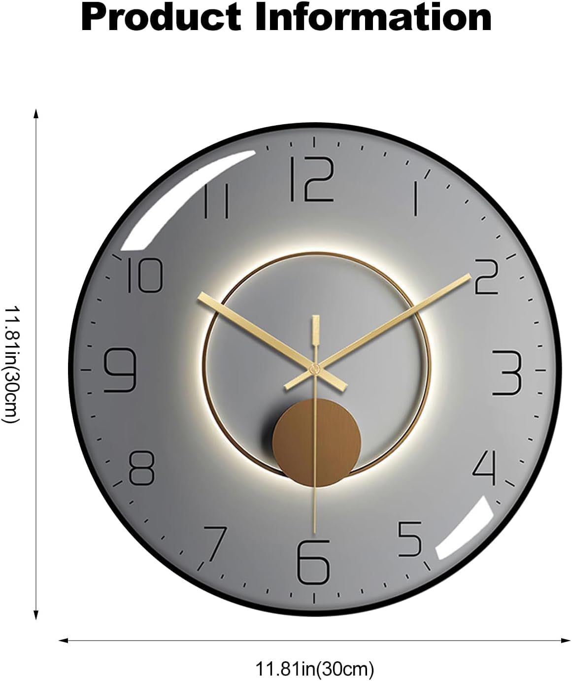 TEKCOOL Wall Clock 12" Silent Quartz Decorative Wall Clock Non-Ticking Classic Digital Clock Battery Operated Round Easy to Read Handheld Complete Home/Kitchen/Bedroom(407)'