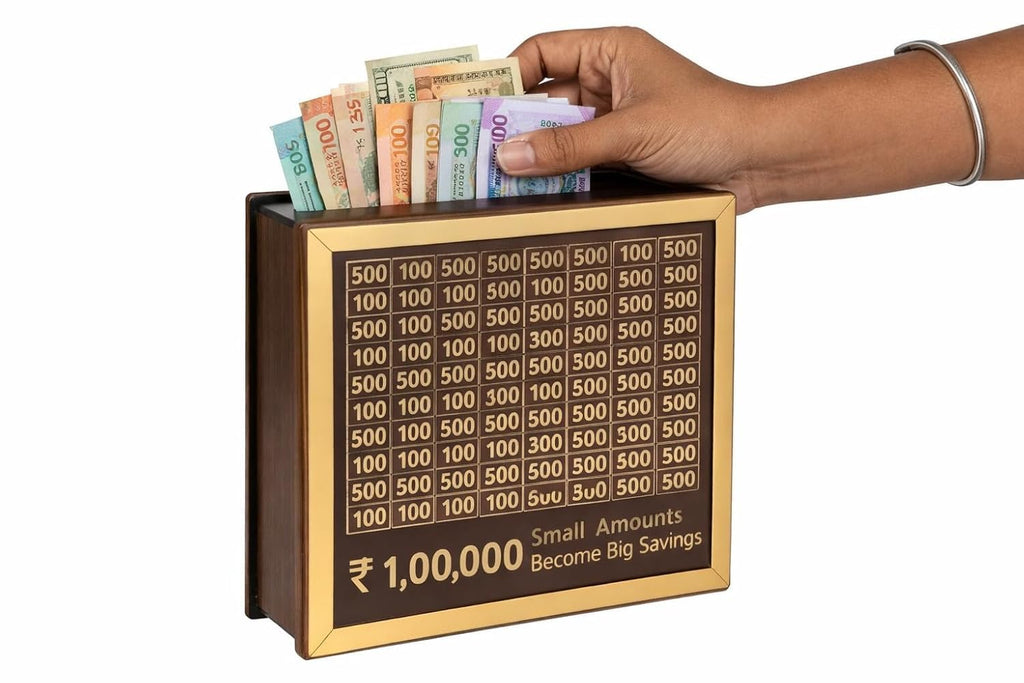 Money Saving Box for Kids and Adults | Wooden Money Bank with Lock | Big Size Piggy Bank 2 Lakh Target | 1 Lakh Saving Box with Numbers | Undiyal Hundi Pig