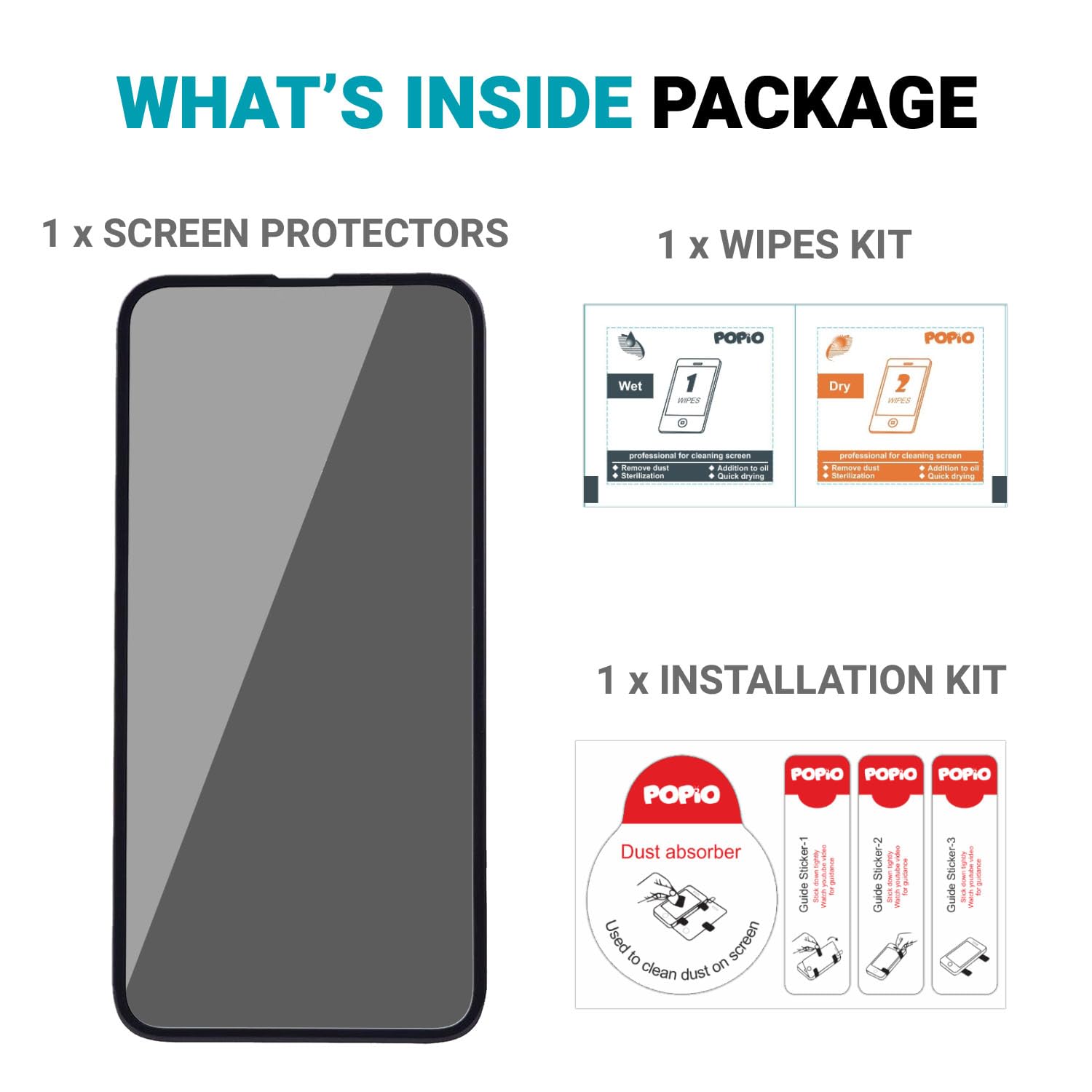 POPIO Military-Grade Privacy Screen Protector for iPhone 13/13 Pro / 14 / 16E / 17E – 9H Tempered Glass, Anti-Spy Protection, Scratch-Resistant, HD Clarity (1 Pack)