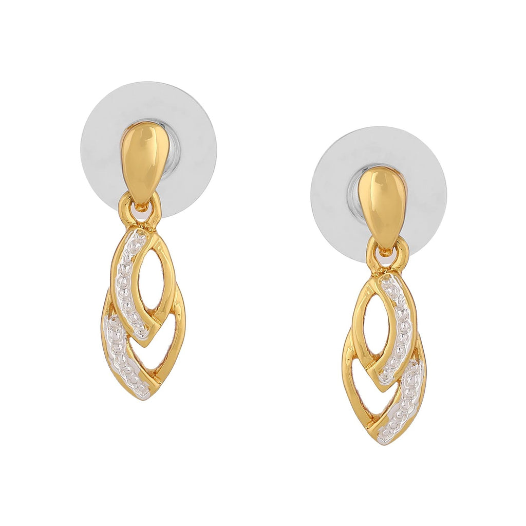 Estele Fashion Jewellery Gold & Rhodium Plated Leaf Designer Drop Earrings for Girls and Women-629/705 ER