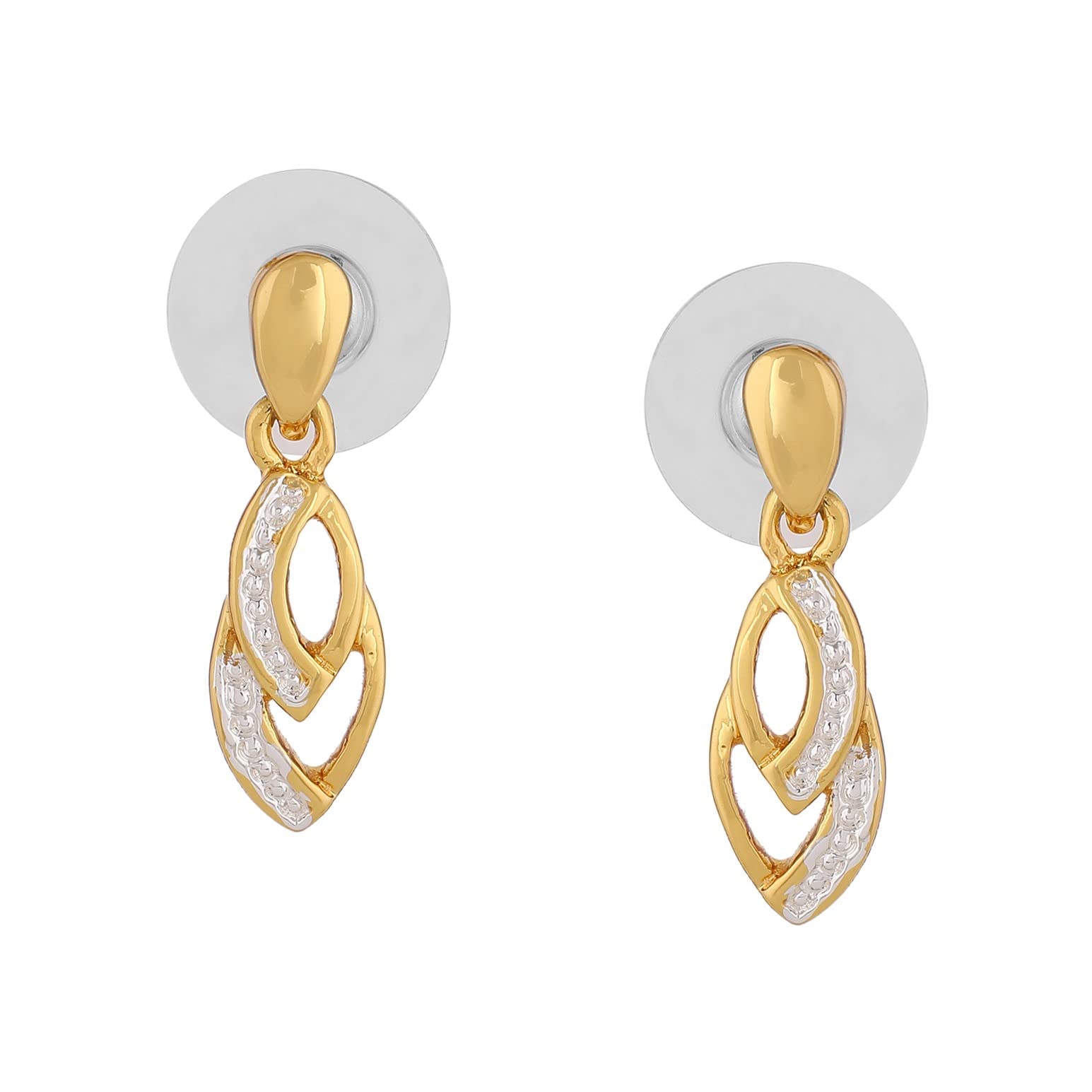 Estele Fashion Jewellery Gold & Rhodium Plated Leaf Designer Drop Earrings for Girls and Women-629/705 ER