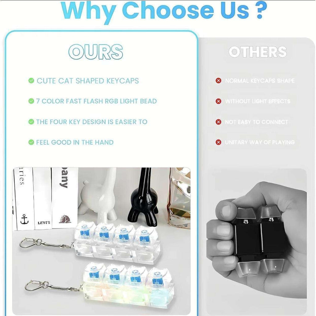 Yopple Keyboard Keychain for stress Relief, Keyboard Fidget Keychain Keyboards Decompression Button Finger Clicker Toys Sensory Fun Toys Button Stress Relief Fidgets Gifts to Relieve Stress for Adults