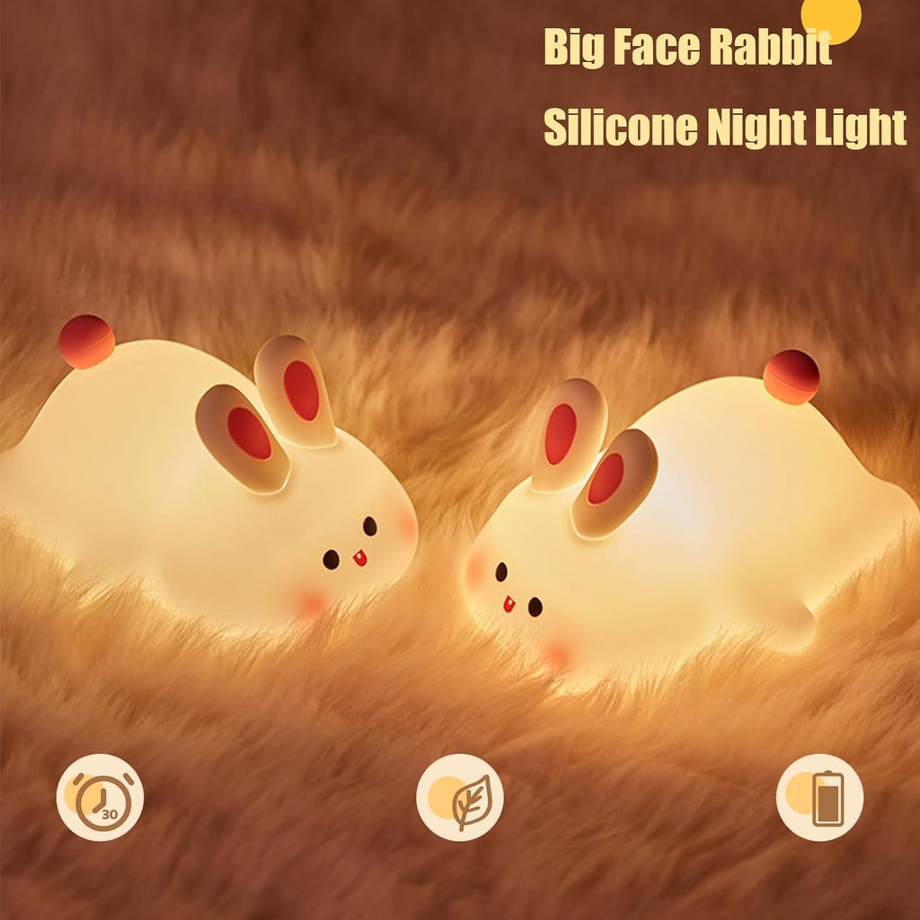 One94Store Kids Cute Little Rabbit Touch Silicone Night Lamp – Rechargeable LED Bedside Lamp for Children's Bedroom, Romantic Decor, Valentine Day Gift, Love Gift for Her, Couple Gift