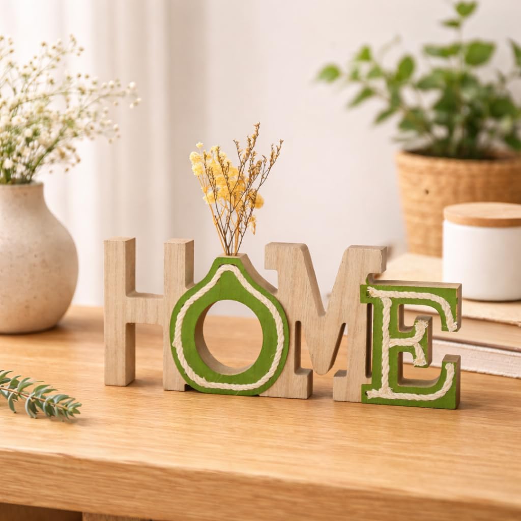 CraftVatika Home Decoration Items for Living Room, Wooden Decorative Showpiece for Home Decor, Tabletop Home Word Sign Showpiece, Aesthetic Wooden Table Decor Item, Housewarming Gift for Men Women