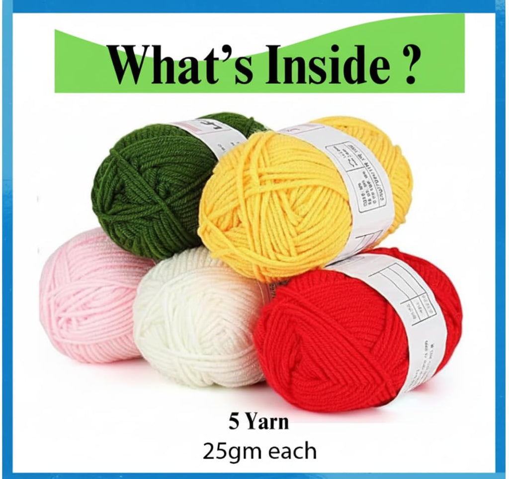 Viharini Crochet Kit for Beginners with Yarn, Crochet Hooks, Stitch Markers, Knitting Needles, DIY Tools & Crochet Thread – Complete Crocheting Set for Adults and Kids (Multi-Colour) (5 Yarn Set)