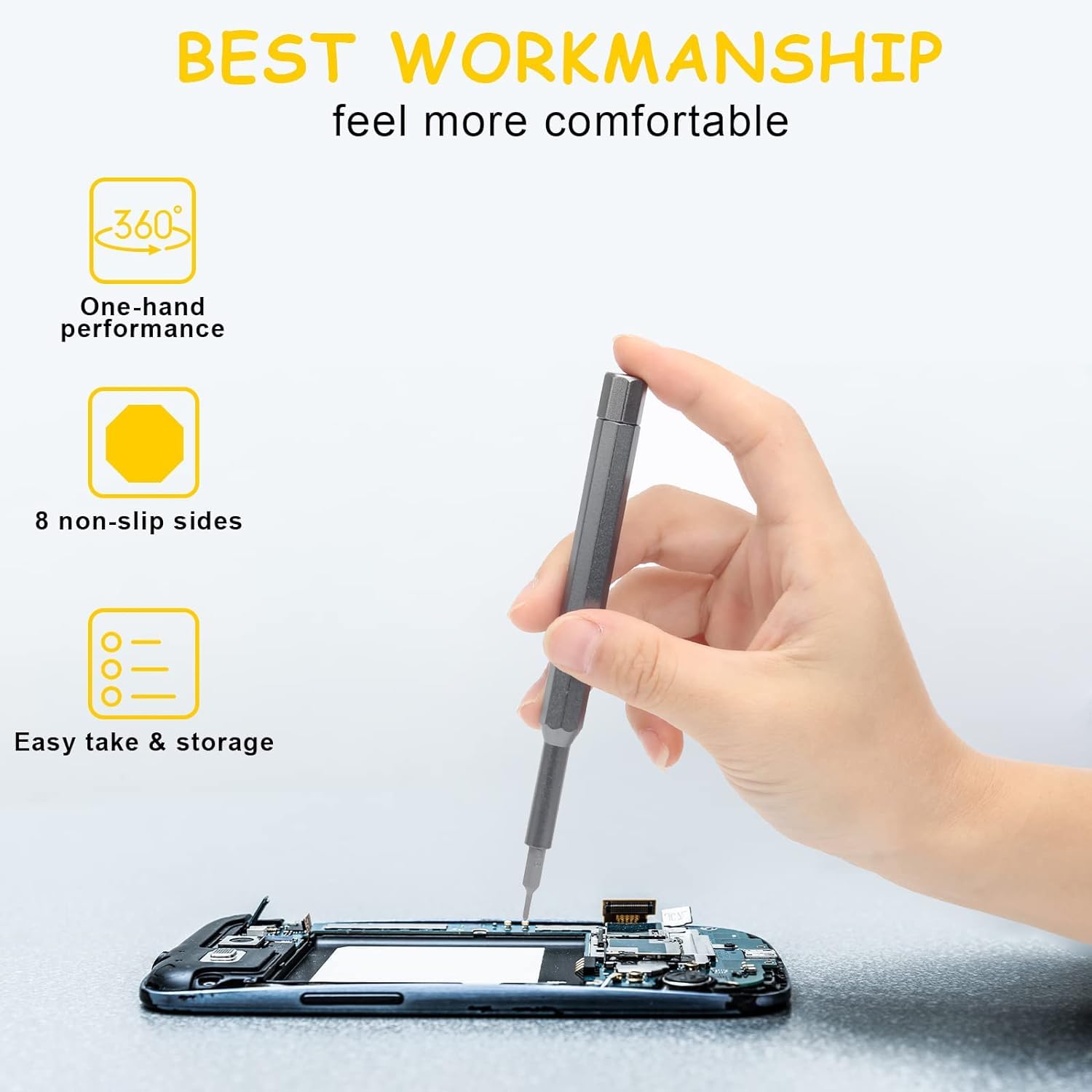 AMENDAS 24 in 1 Mini Screwdriver Set with Case, Small Flathead Magnetic Screwdriver Kit for Electronics, PC, Watches, Glasses, Phones, Jewelry, Black