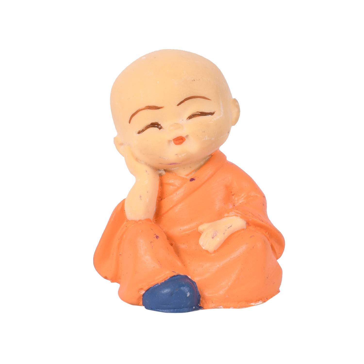 Collectible India Buddha Monk Set of 4 Statue Figurines Home Decor Items, Decorative Items for Home, Showpiece Cute Mini Idol for Car Dashboard Table Top Decoration Item Living Gift (Type 1)