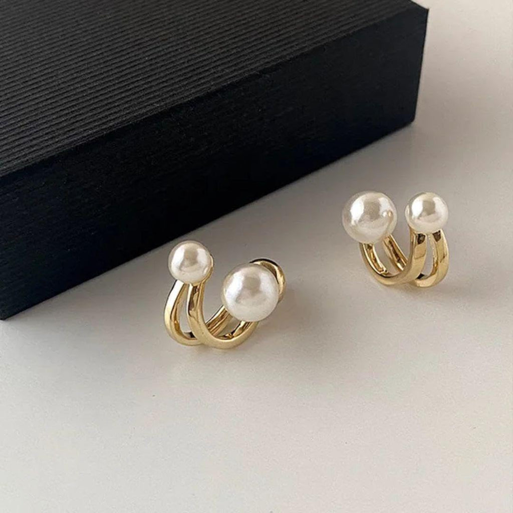 Estailo Fashion® Elegant Pearl Earrings Combo | Set of 3 – Wisdom, Flower & Minimal Style for Women