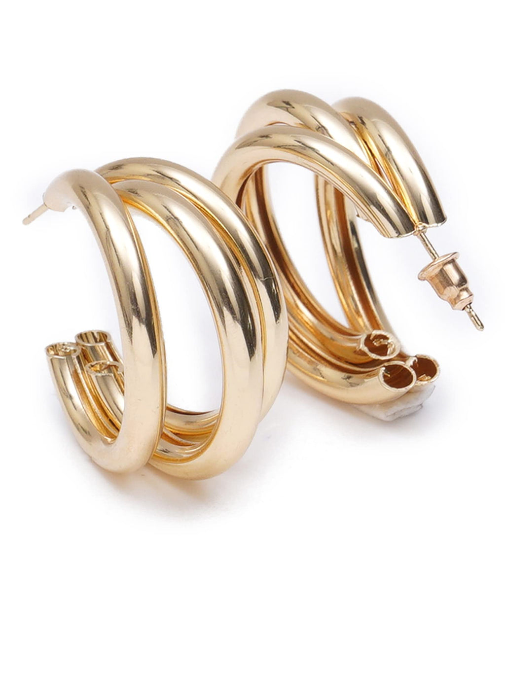 Bohey by KARATCART Gold-Toned Classic Half Hoop Earrings for Women