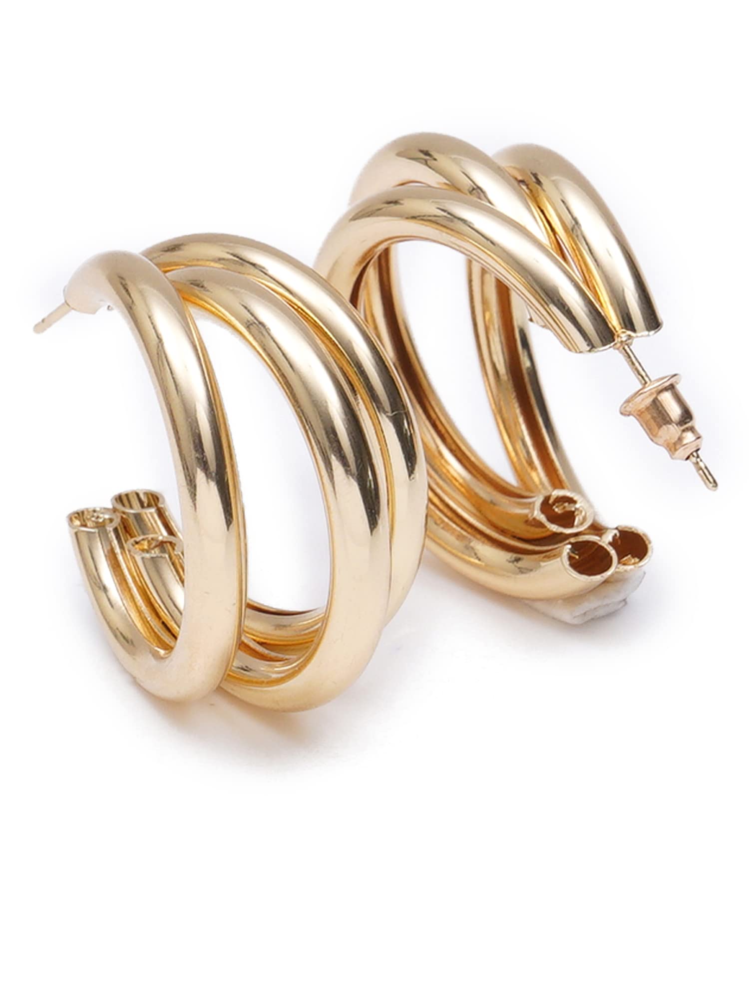 Bohey by KARATCART Gold-Toned Classic Half Hoop Earrings for Women