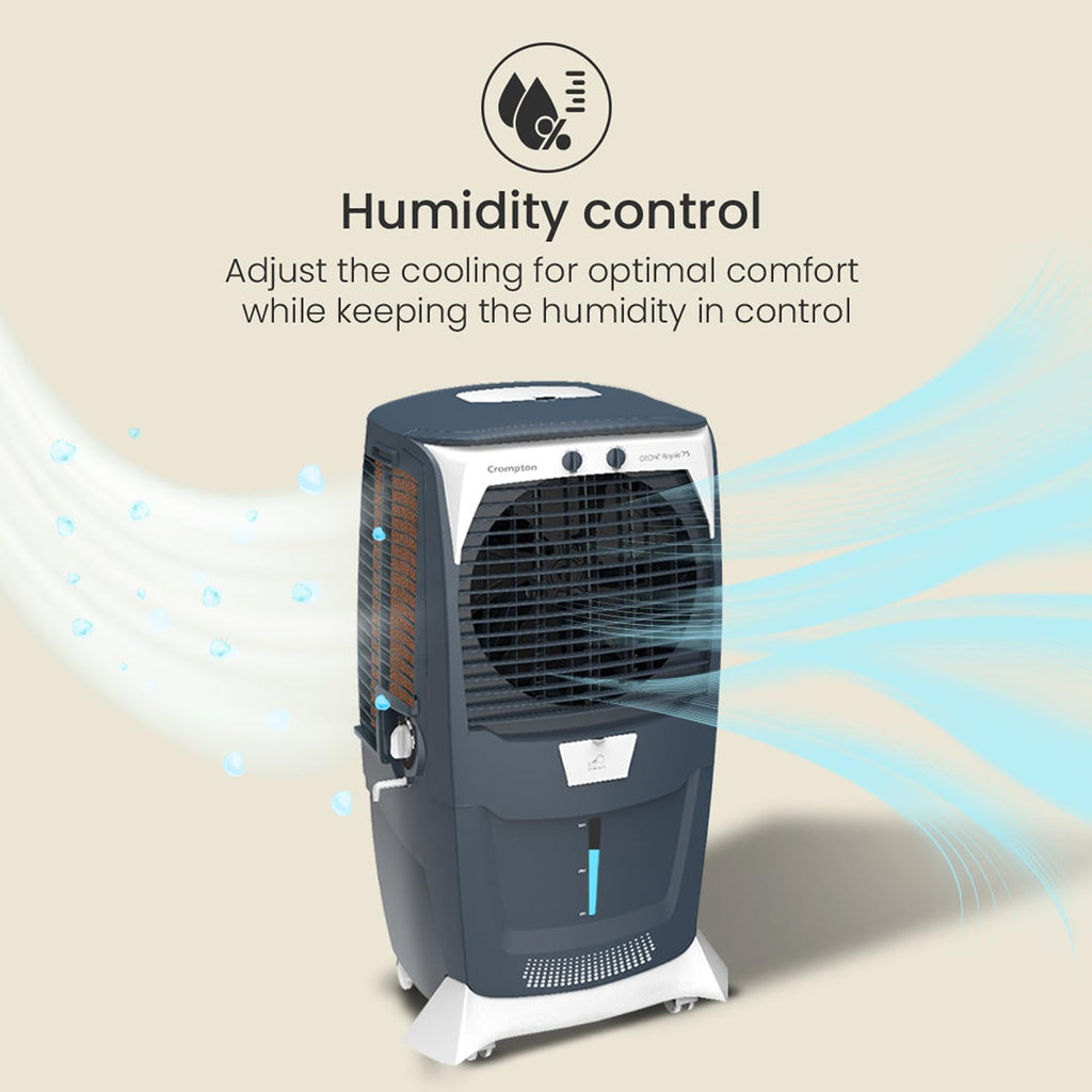 Crompton Ozone Royale 75 Litres Desert Air Cooler for home | Large & Easy Clean Ice Chamber | High Density Honeycomb Pads | Everlast Pump | Humidity Control | Auto Fill & Drain Function