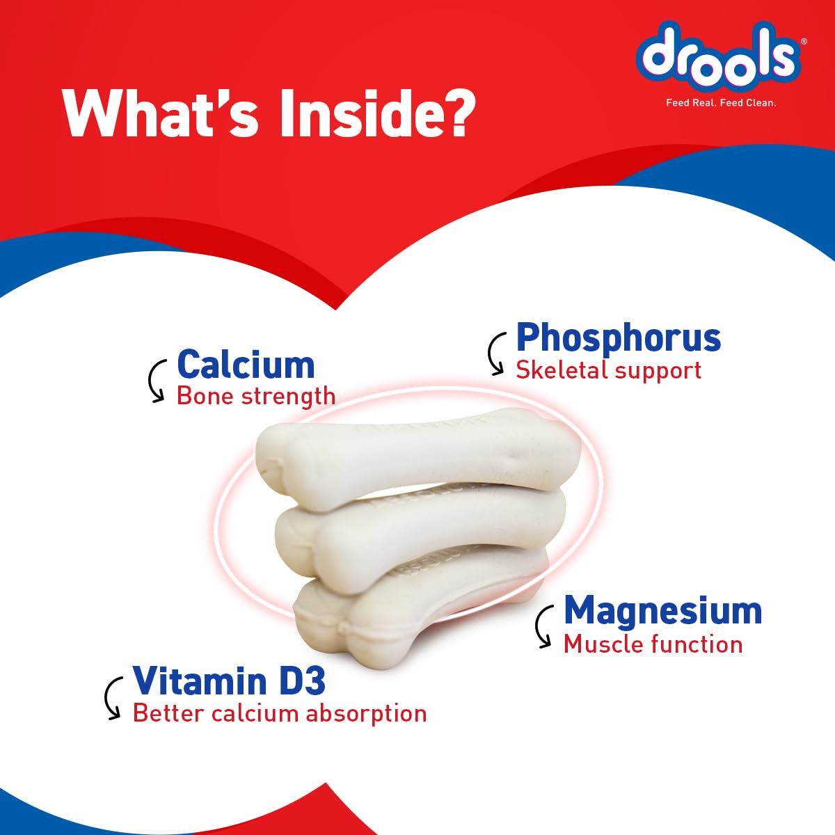 Drools Absolute Dog Bone Treats 600g Jar (40 Pieces) | Milk Flavour | Supports Strong Gums & Jaws | Fortified with Calcium & Phosphorus | Promotes Clean Teeth & Oral Hygiene