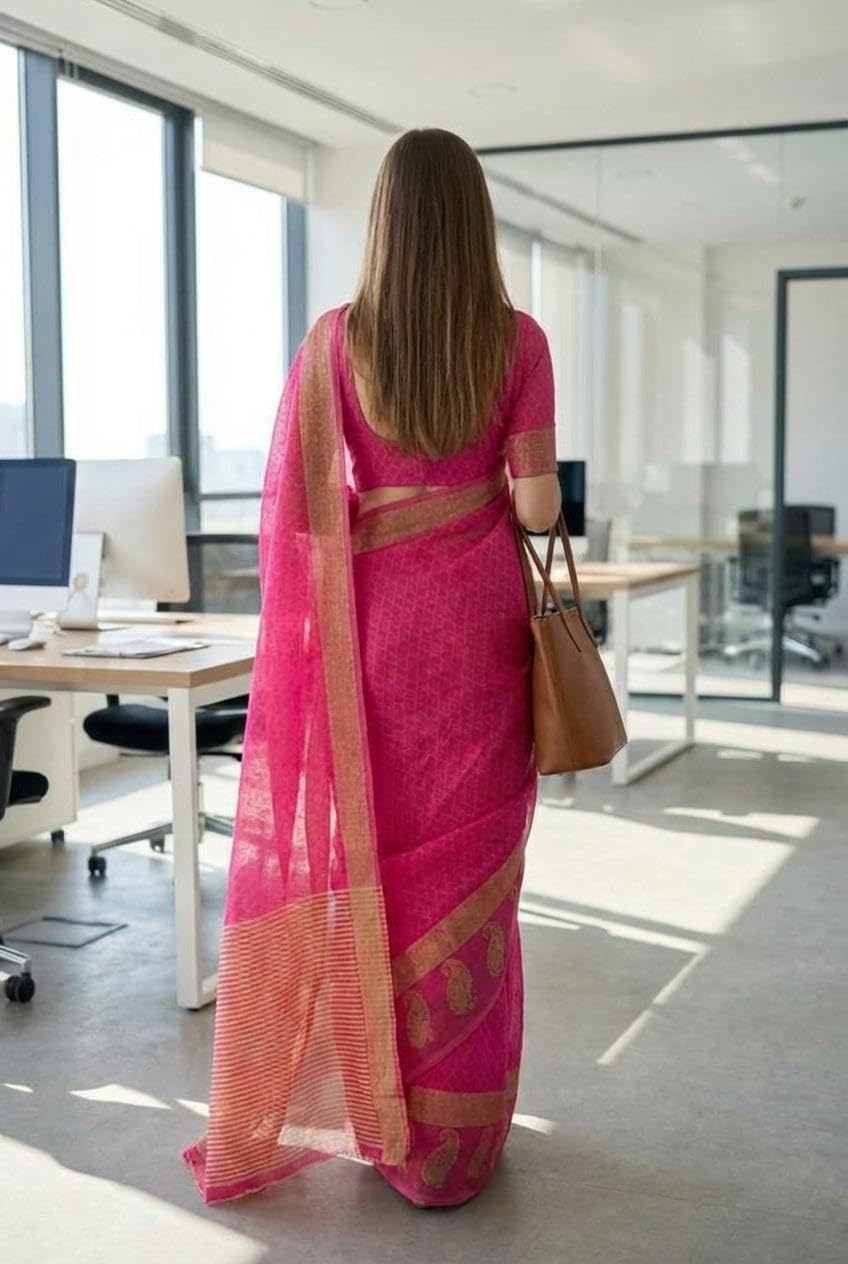 KASHVI SAREES Printed Georgette Saree With Unstitched Blouse Piece -AI_OF_1168_3