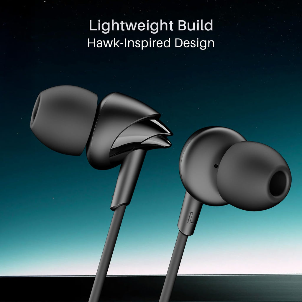 Boat Bassheads 300C Wired Earphones,Type-C Jack, 10mm Drivers, Signature Sound, in-Line Microphone, Integrated Controls, Voice Assistant & 120cm Cable (Active Black)