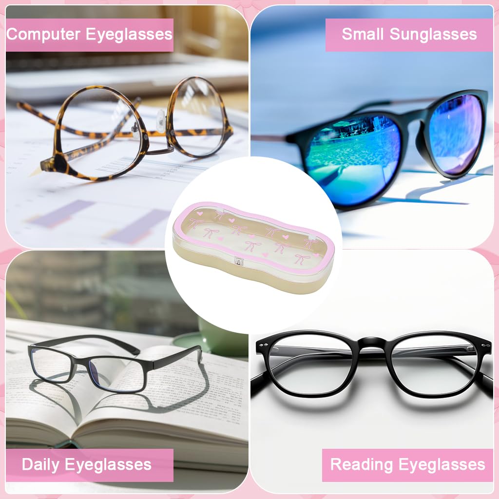 PROBEROS® Eyeglasses Case, Sunglasses Case Eyeglasses Storage Case Pink Cute Clear Eyeglasses Storage Box Portable Eyewear Organizer Holder