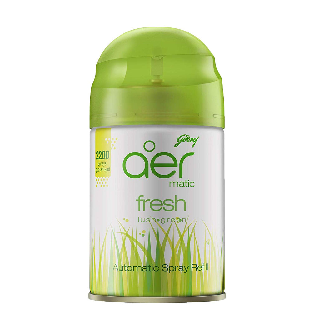 Godrej aer Matic Automatic Room Fresheners Refill Pack | Fresh Lush Green | 2200 Sprays Guaranteed | Lasts up to 60 days (210ml)