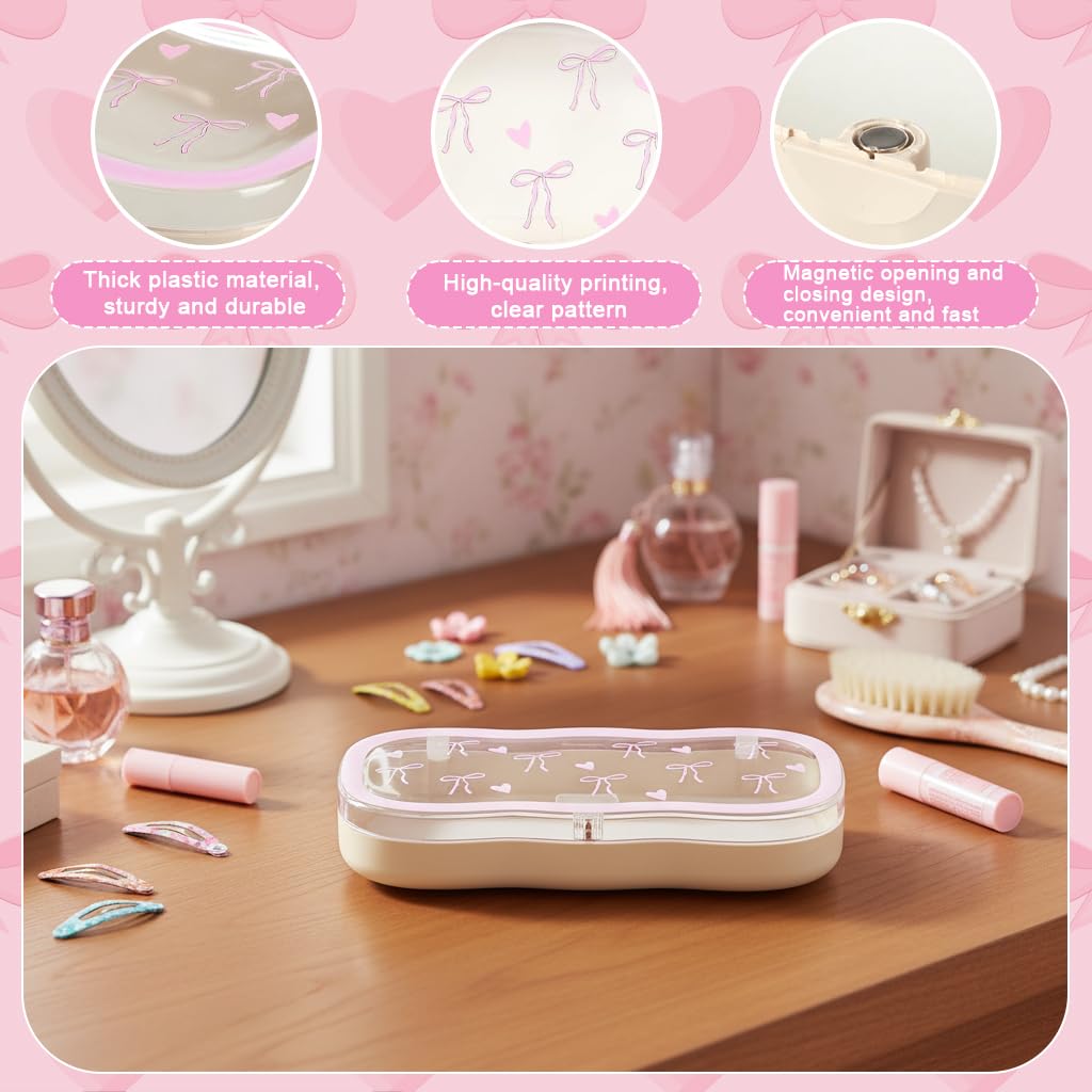 PROBEROS® Eyeglasses Case, Sunglasses Case Eyeglasses Storage Case Pink Cute Clear Eyeglasses Storage Box Portable Eyewear Organizer Holder