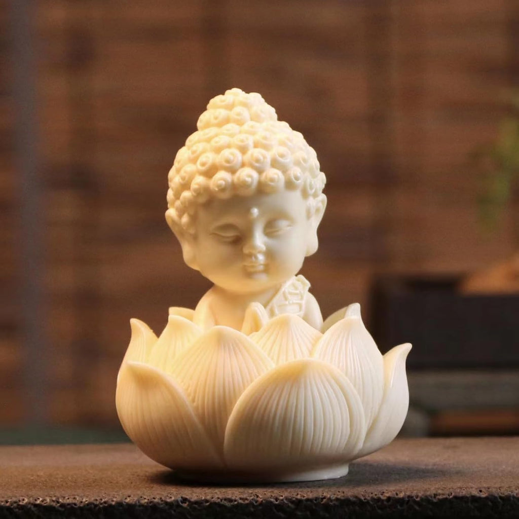 Ekhasa Nostrae Buddha with Lotus Show Pieces for Home Decor Living Room Decor Items | Cute Showpieces Gift Item for Decoration | Serene Center Table Tv Showcase Office Interior Statue Figurines
