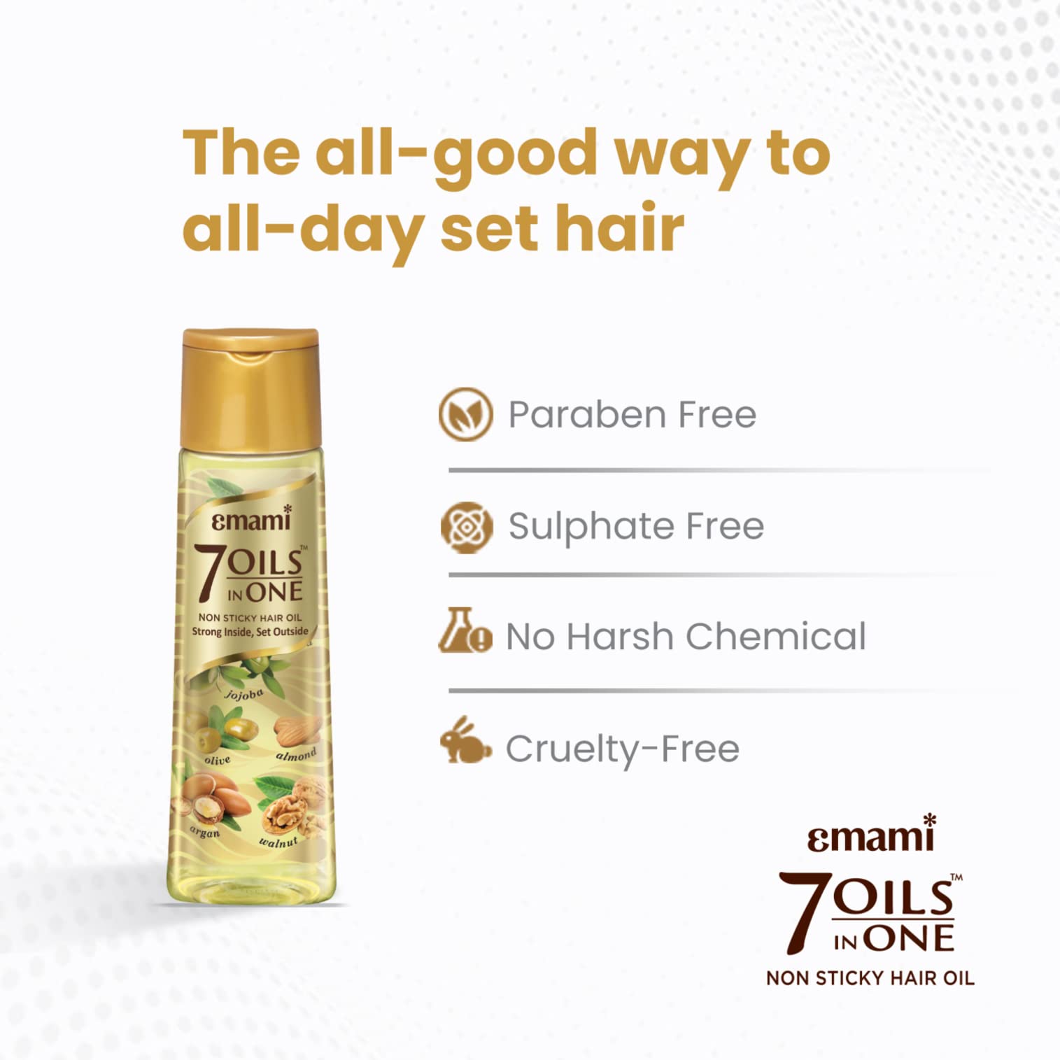 Emami 7 Oils in One Hair Oil | Makes Hair 20x Stronger and Manageable | Coconut Oil, Amla, Jojoba, Olive, Walnut, Argan & Almond Oils | 500ml
