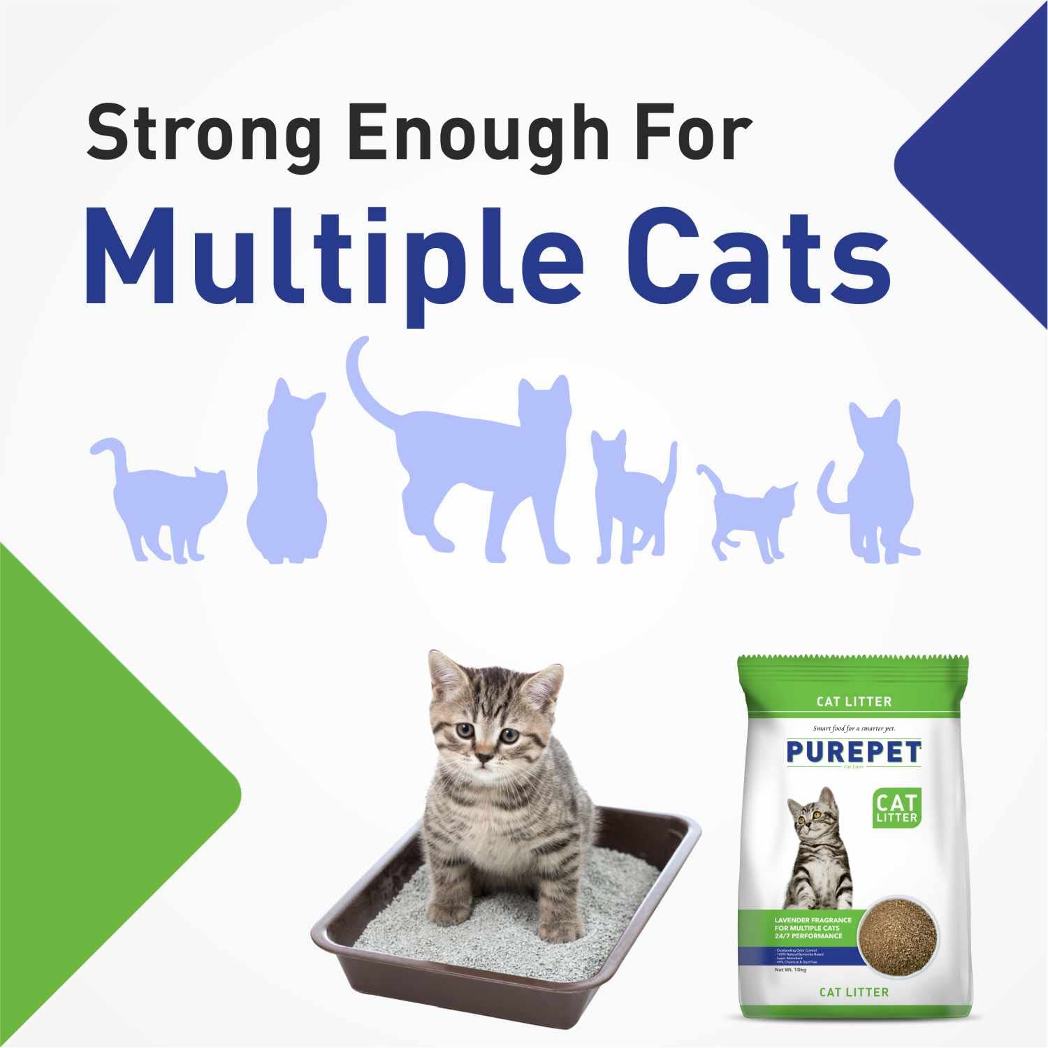 Purepet Cat Litter for All Cat Breed, Lavender Fragrance - 10kg Pack Pet Litter Tray Refill