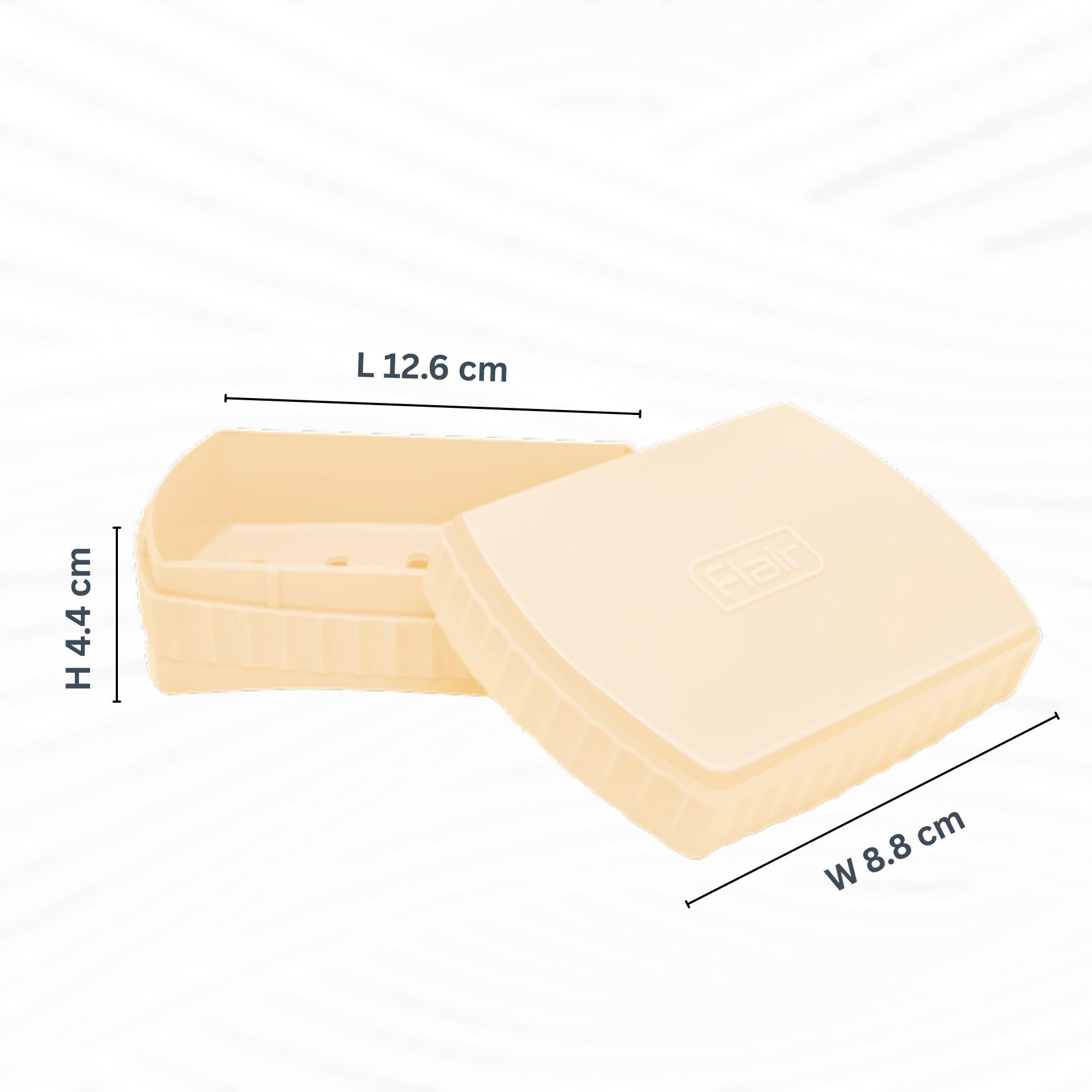 FLAIR Estella Soap Case with Drainage | Reusable & Durable Soap Box | Modern Bathroom Soap Holder (1, Beige)