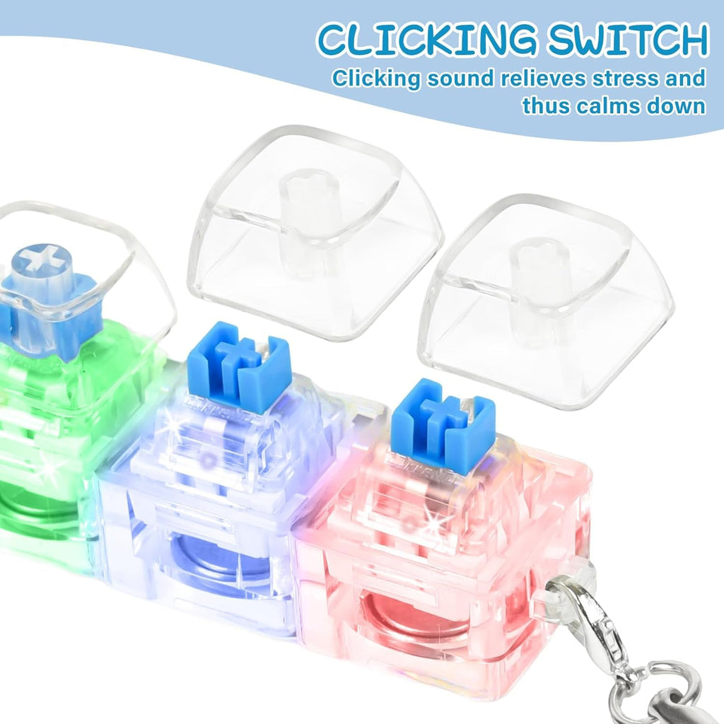 Yopple Keyboard Keychain for stress Relief, Keyboard Fidget Keychain Keyboards Decompression Button Finger Clicker Toys Sensory Fun Toys Button Stress Relief Fidgets Gifts to Relieve Stress for Adults