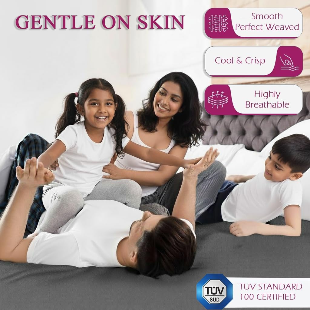Trance Cotton Feel Terry Ultra Soft Waterproof Mattress Protector | Breathable - Hypoallergenic Bed Protector (72x24 inch | 6x2 feet, Grey - Pack of 1)