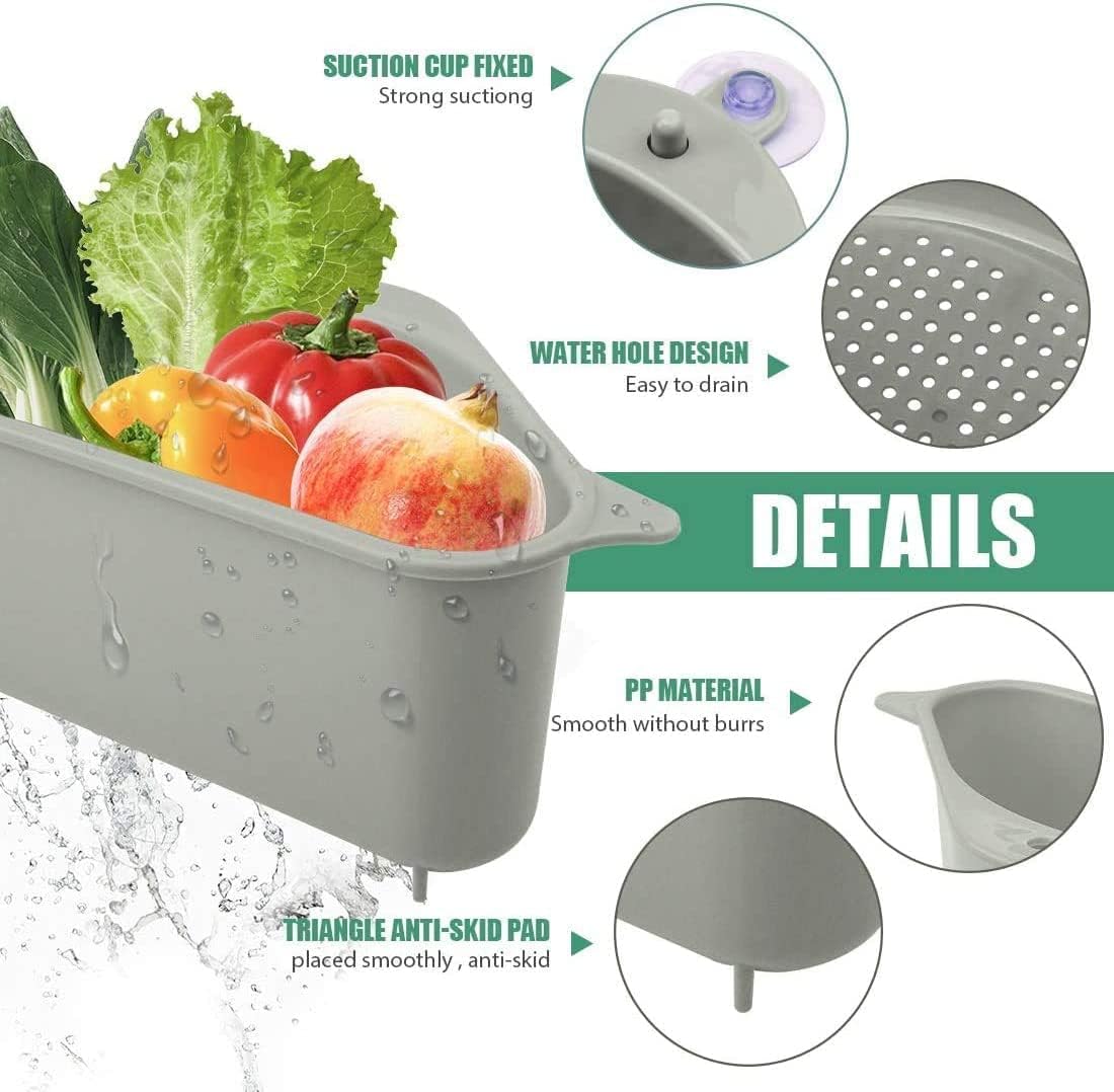 MORSIRA Sink Corner Drain Basket with Suction Cup | Kitchen Sink Strainer Basket for Waste Collection | Triangle Hanging Filter Basket for Sink & Wash Basin (2)