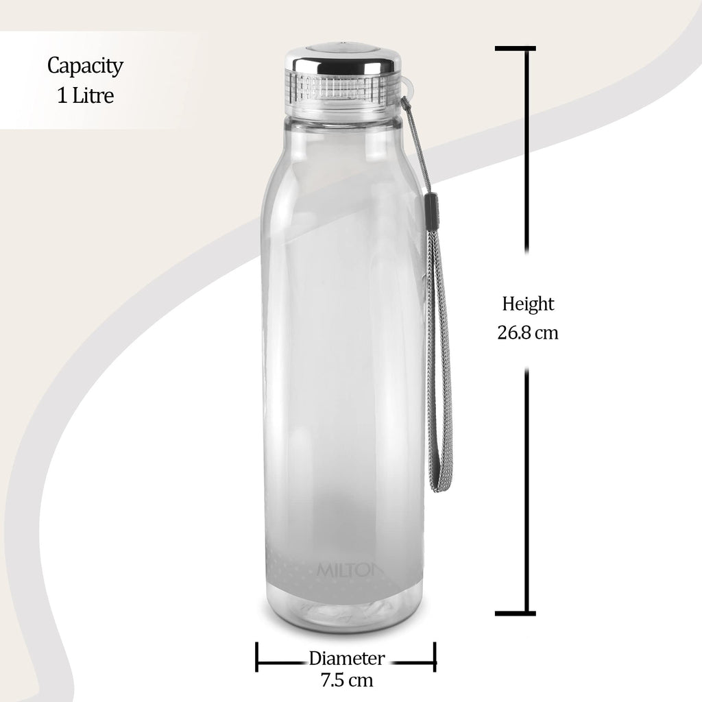 MILTON Helix 1000 Pet Water Bottle 1 Litre Each BPA Free, Leak Proof, Office Bottle Home Kitchen Travel Bottle, Set of 4, Assorted