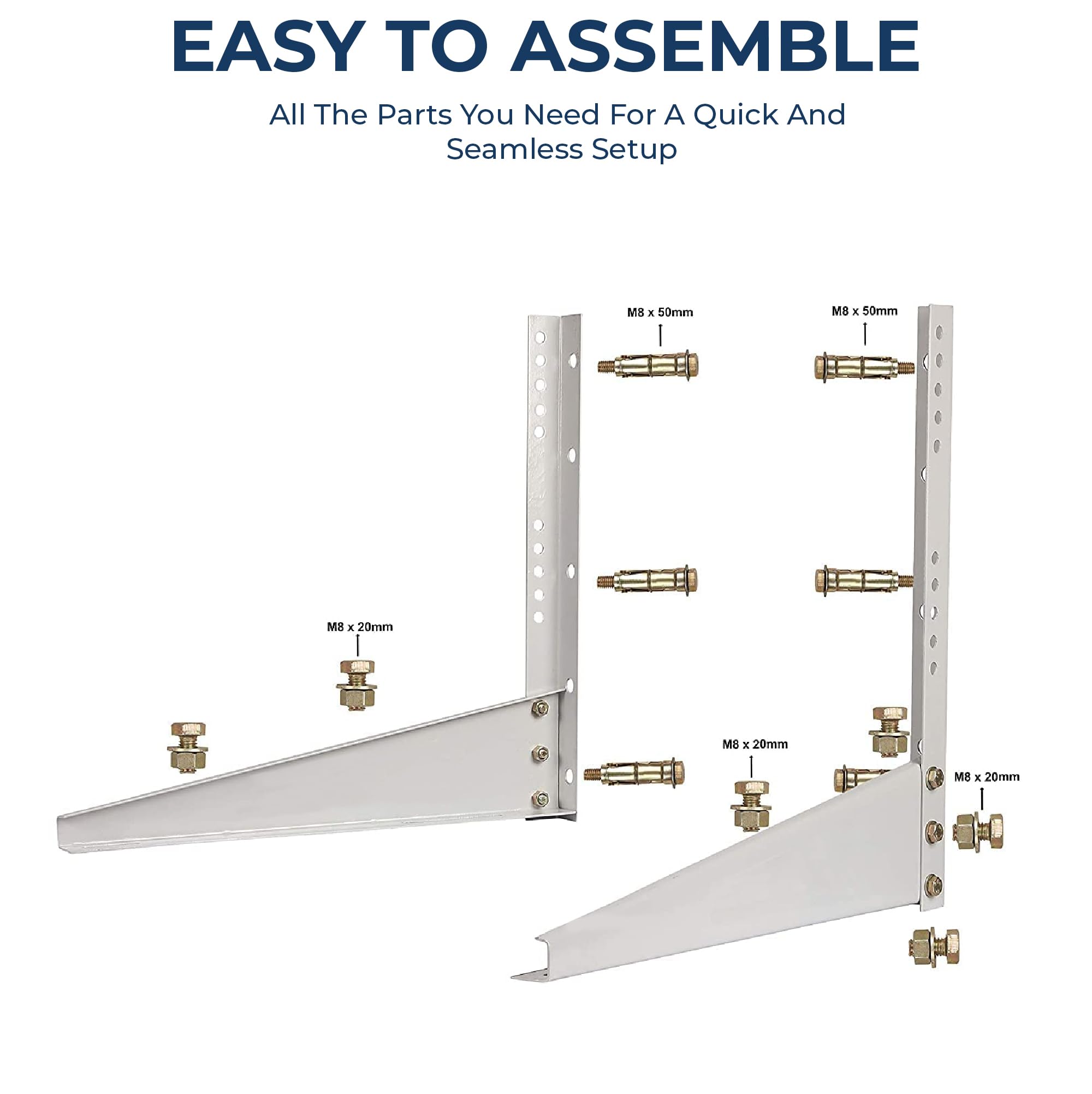 Robustt Heavy Duty AC stand | Rust Proof Iron Air Conditioner Outdoor Unit Mounting Bracket, Supports upto 200kg weight | Air Conditioner Stand Comes with Necessary Wall Fittings - Pack of 1