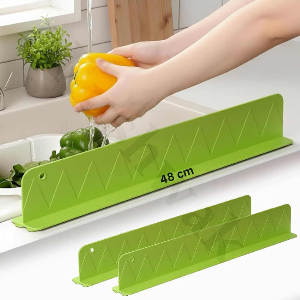 Rushwak 2PCS X 48CM Silicone Sink Splash Guard in Kitchen Sink Water Splash Guard with Strong Suction Cups Waterproof Countertop & Stove Protector Flexible Anti Splash Baffle for Kitchen & Bathroom