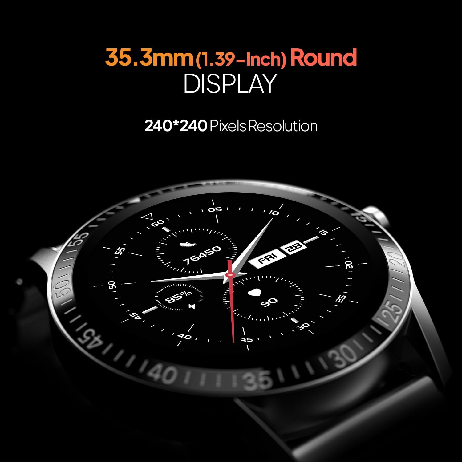 Fire-Boltt Talk Round Smart Watch 1.39″ TFT Display with Bluetooth Calling, Dual Button, Voice Assistance, SPO₂ & Heart Rate Monitor, 120+ Sports Modes, Metal Smartwatch for Men & Women - Silver