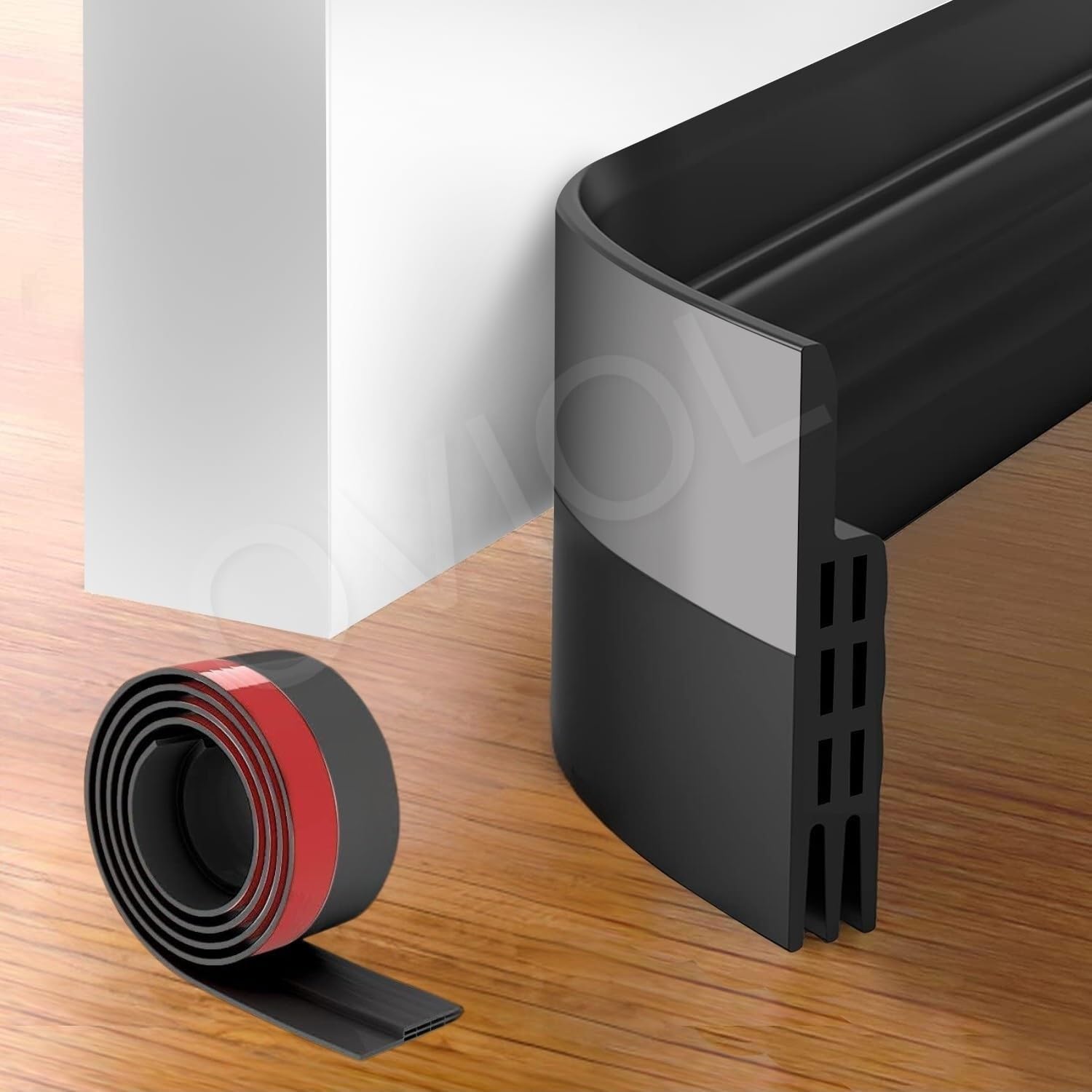 OVIOL Door Bottom Sealing Strip Self-Adhesive Under Gap Filler Rubber Dust Stopper for Home Door Gap Sealing Strip Cockroach Insect Bugs Draft Stopper Waterproof (1 MTR Pack of 1, Black)