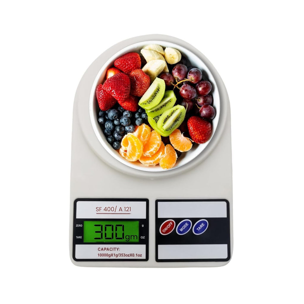 Viblizz Digital Kitchen Weighing Scale 10kg | Electronic Food Weight Machine for Home & Kitchen | High Precision SF-400 Scale for Diet, Baking & Cooking | Multipurpose Weight Balance, White