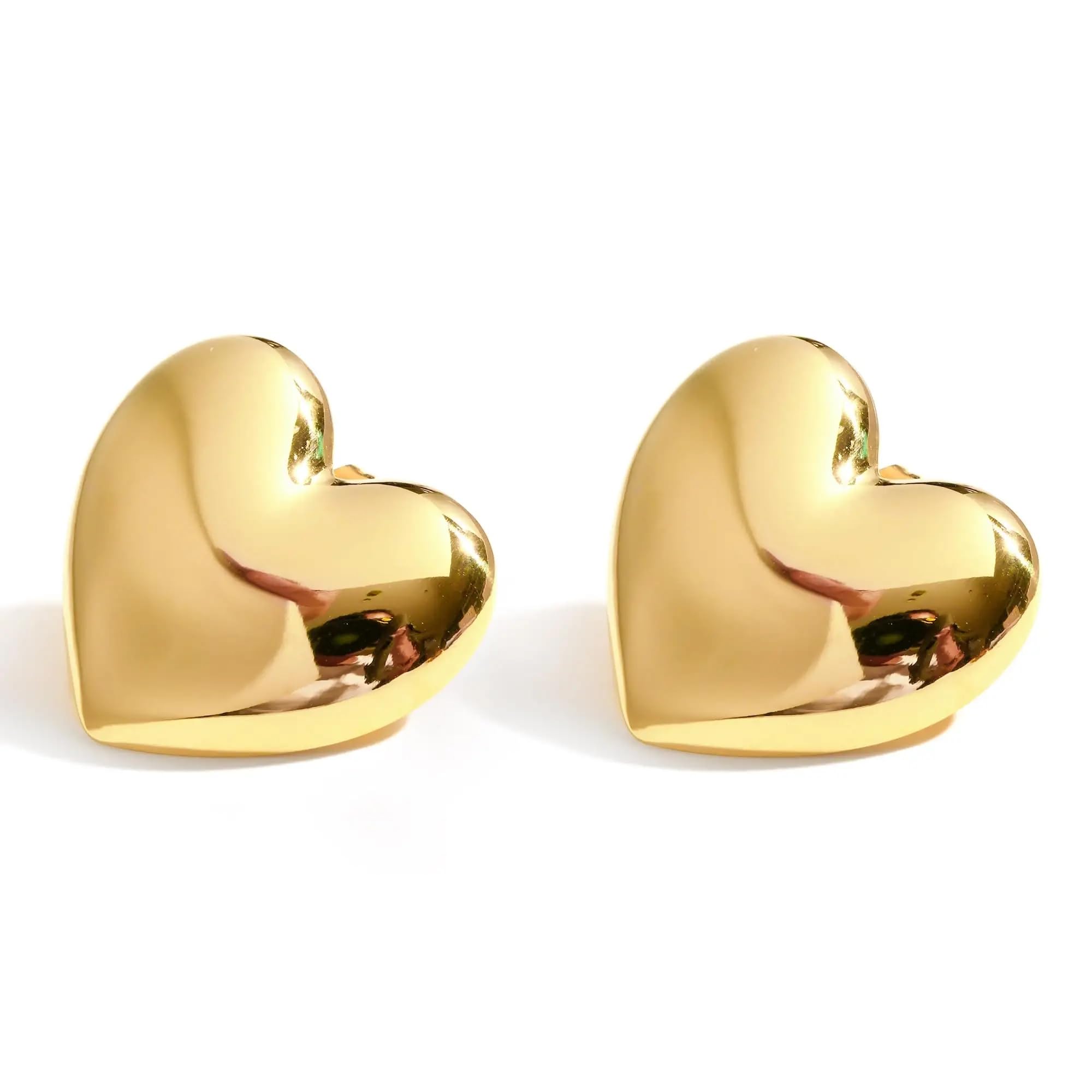 Salve Gold Chunky Contemporary Heart Statement Earrings for Women Stylish | Sleek Ear Accessories for Women Coquette Earrings for Girls Stylish | Aesthetic Jewellery Valentine Gift for Girlfriend