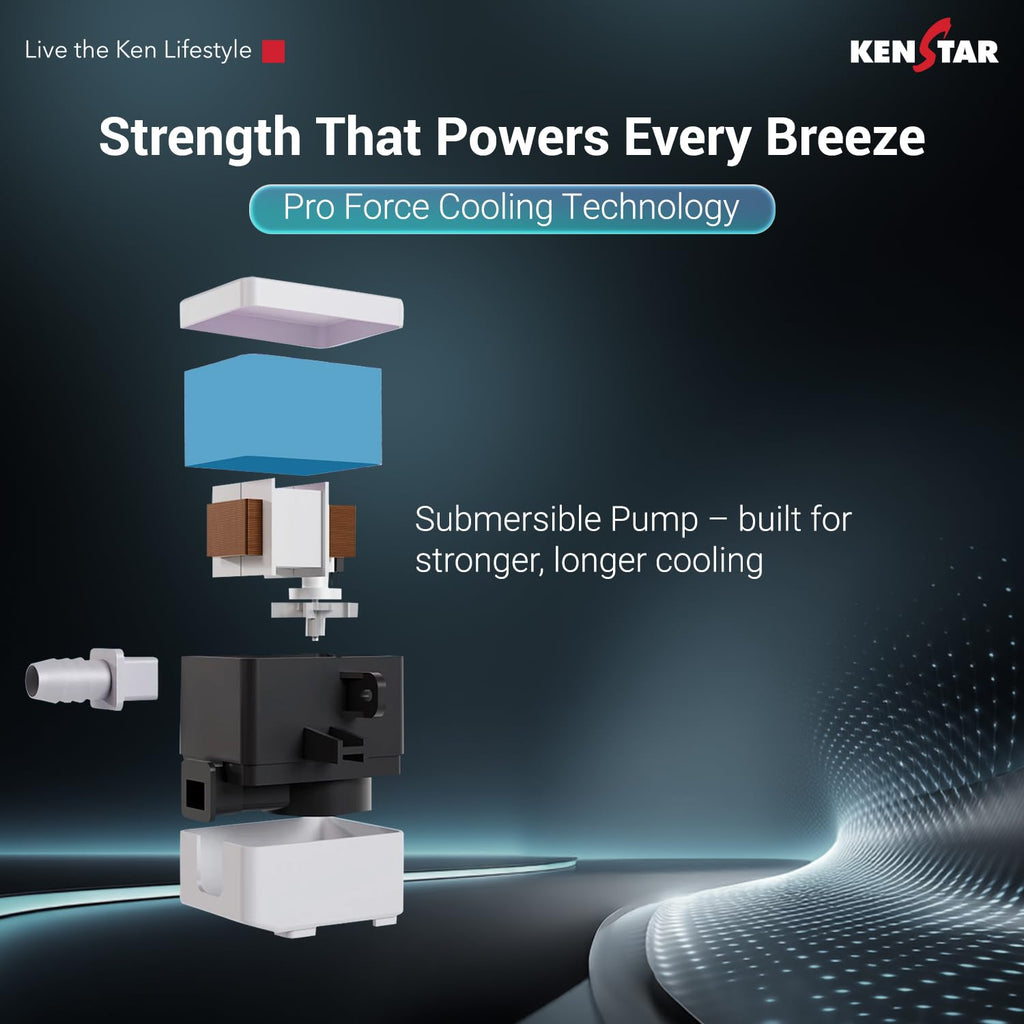 Kenstar Dominar HC 70 Desert Air Cooler|70L Tank|5-Star BEE Rated|5-Year Warranty on Pump & Motor|50 ft Air Throw|Honeycomb Cooling Pads|Ice Chamber|Water Level Indicator I 16-Inch Fan I White & beige