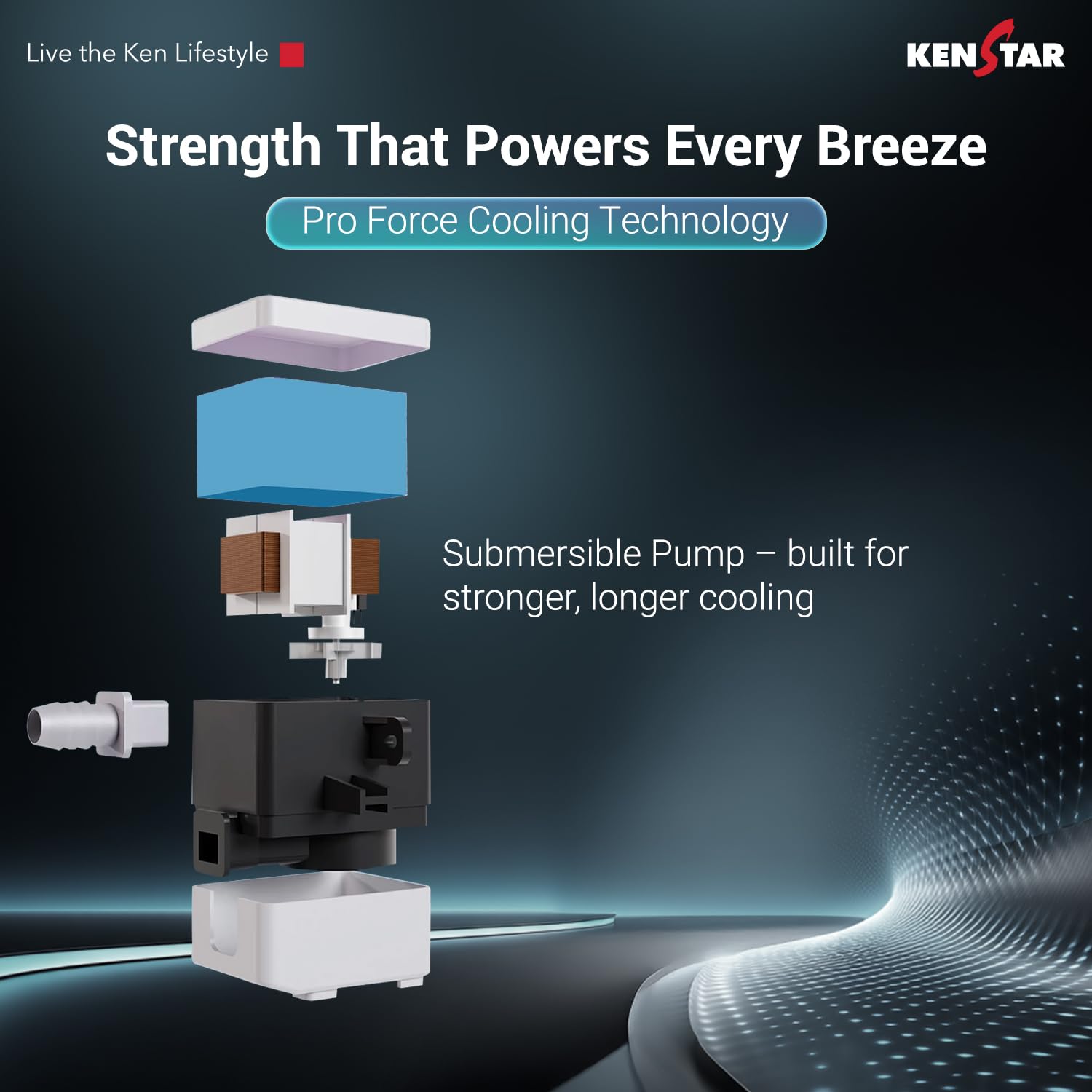Kenstar Dominar HC 70 Desert Air Cooler|70L Tank|5-Star BEE Rated|5-Year Warranty on Pump & Motor|50 ft Air Throw|Honeycomb Cooling Pads|Ice Chamber|Water Level Indicator I 16-Inch Fan I White & beige