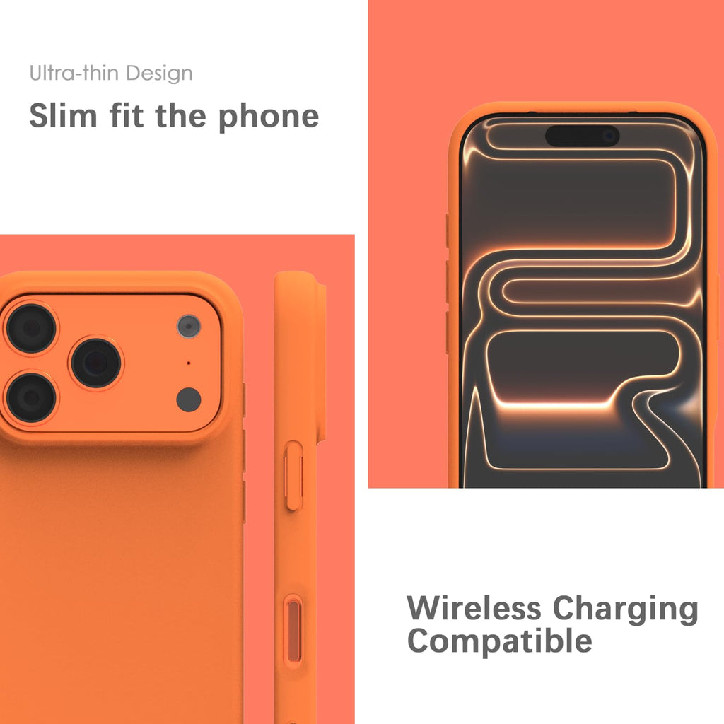 YATWIN Silicone Case for iPhone 17 Pro Max, Soft-Touch, Shockproof, DustProof, Antiskid Phone Cover for Apple iPhone 17 Pro Max - Orange