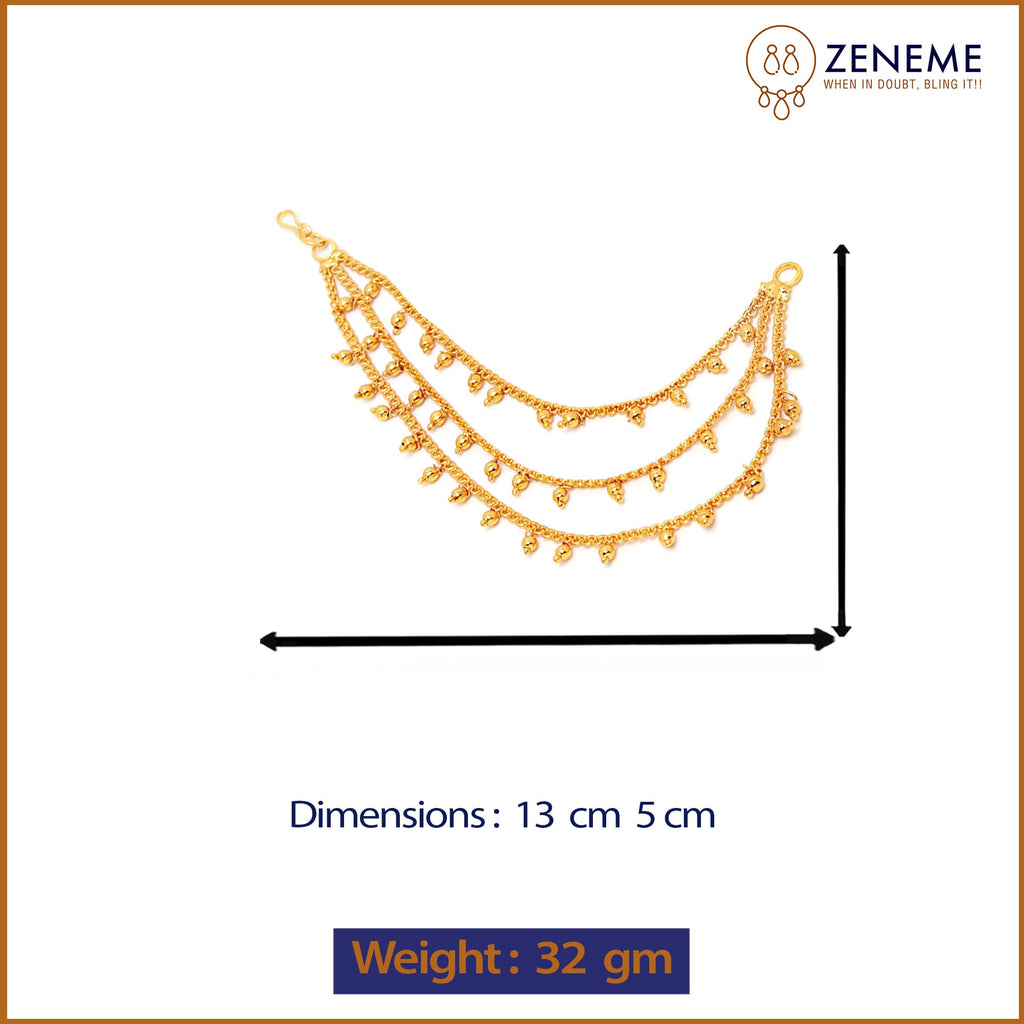 ZENEME Traditional Brass 18 K Gold Plated Wedding Jewellery Bahubali Inspired Long Chain Jhumki Earrings for Women and Girl (Design 4)